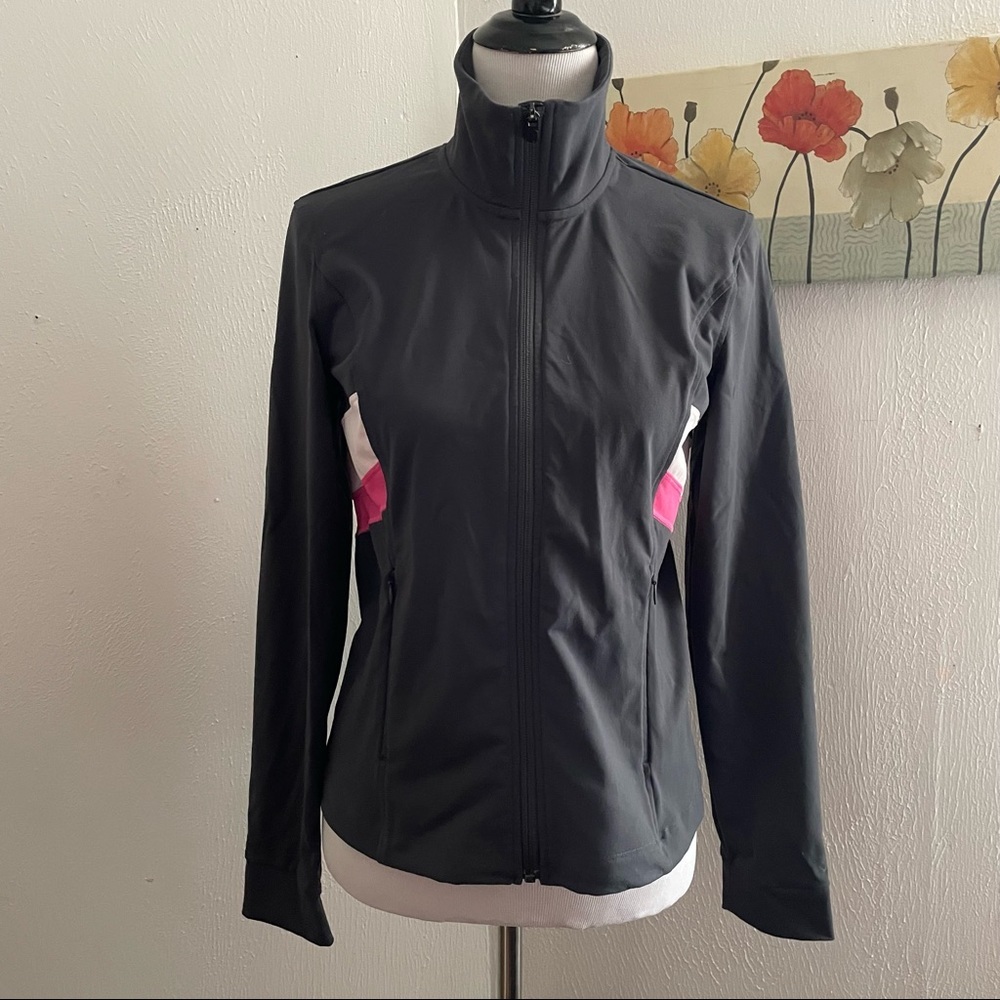 Victoria's Secret VSX Gray/pink Full Zip Track  Workout Sport Athletic Jacket M
